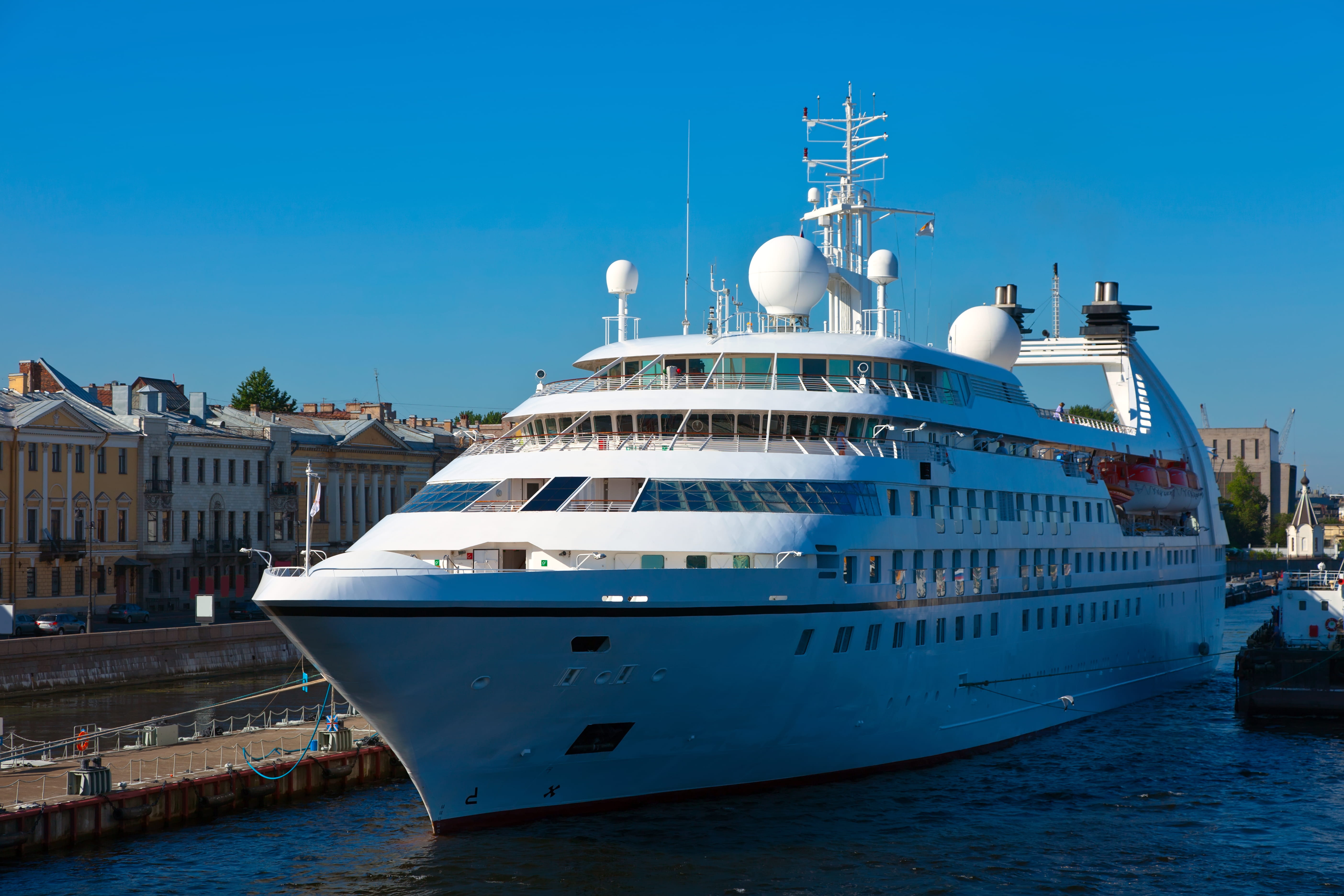 Luxury cruise interior with dining and entertainment facilities
